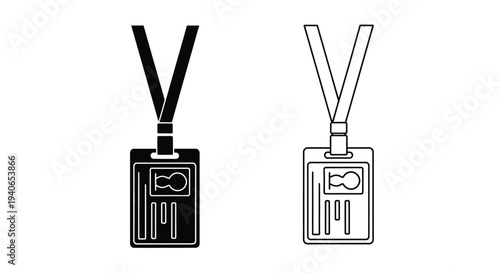 Two contrasting lanyard and id card designs in black and white