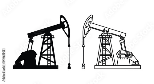 Two oil pumps depicted in a black and white vector illustration