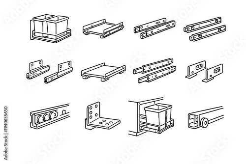 Icons runner vector storage system kitchen mechanism hardware practical functional icon