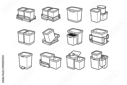 Elegant bin smooth safety under geometry thoughtful icon vector sink design edges