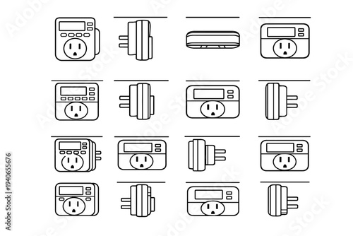 Icon timer modern digital outline wall body electrical home vector plug discreet