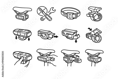 Modern icon seat silhouette outline elastic bike light practical vector