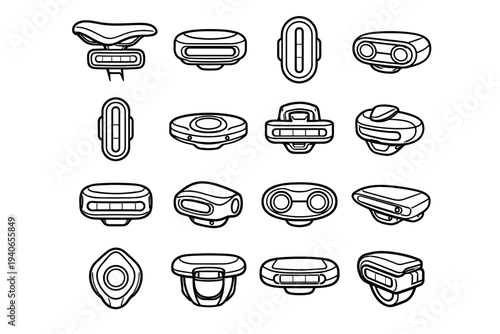 Exterior balanced bike accessory rounded industrial light vector calm icon detail design