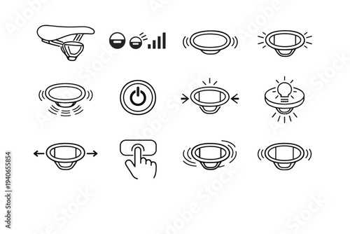 Light function icon bike icons clean modes lighting vector alert seat control