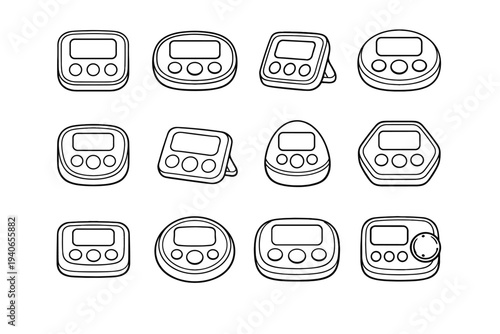 Icon exterior digital ergonomic industrial kitchen vector timer icons edge body corner