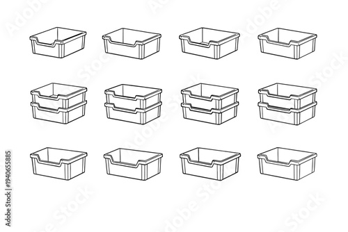 Modular accessory icons storage surface organizer stackable vector icon box container bin