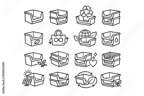 Organizer material sustainable eco vector form household icon geometry friendly concept storage