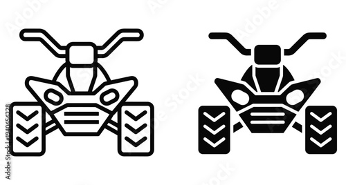 quad bike atv icon set for offroad adventure sports extreme racing four wheeler vehicle symbol graphic design element for web apps