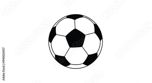 A simple graphic illustration of a classic black and white soccer ball