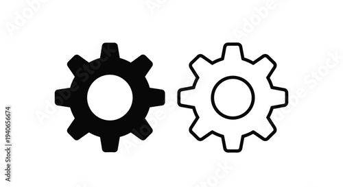 Two gears one black and one white displayed side by side
