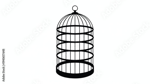 Bird cage with dome top and circular bars  empty aviary enclosure