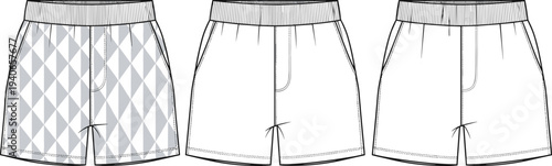 Women oversized cropped hoodie technical flat sketch, CAD drawing flat vector illustration, front and back view, ribbed hem, drawstring hood