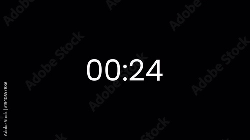 30 second countdown timer animation on a transparent background, 30 second to 0 second countdown timer with alpha channel in 4k.