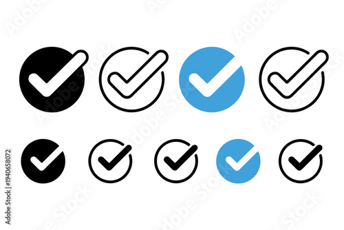 Check Mark Icon Set – Tick Approval Validation Vector Symbols Collection