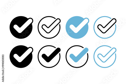 Check Mark Icon Set – Tick Approval Validation Vector Symbols Collection