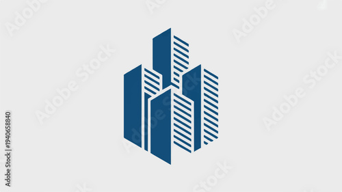 blue cityscape with modern skyscrapers and buildings