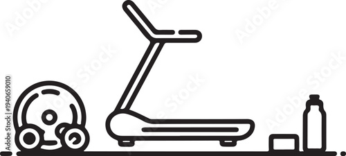 Fitness equipment including treadmill and dumbbell with water bottle