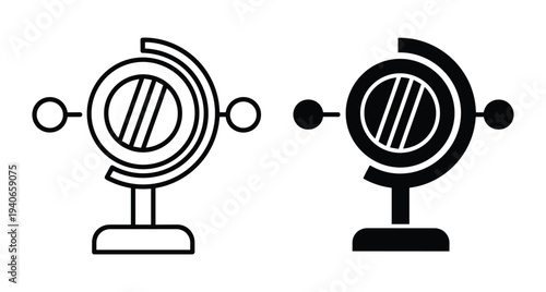 Makeup mirror icon set featuring outline and solid black vanity mirrors on stands for beauty grooming skincare cosmetics and bathroom design