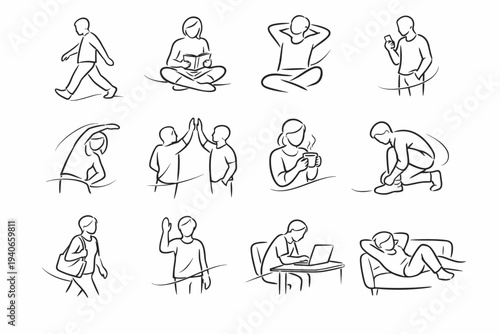 Soft action image human generation icon motion light vector path curve simple