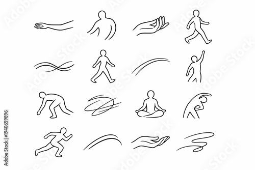 Sweep contour icon image dynamic everyday sketch vector posture soft generation calm