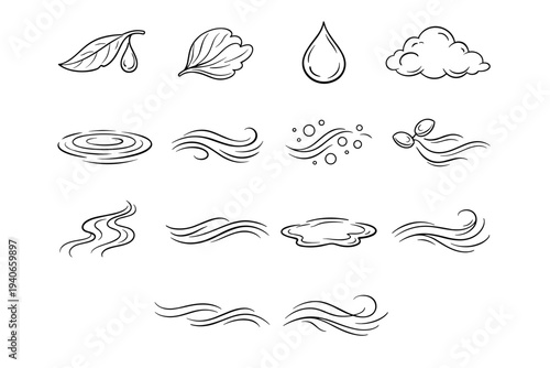 Contour vector form trace water sap simple image soft line generation icon