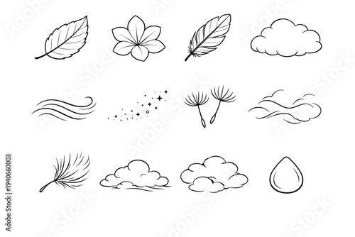 Outline image fluff curve simple vector contour gentle edge icon generation breeze
