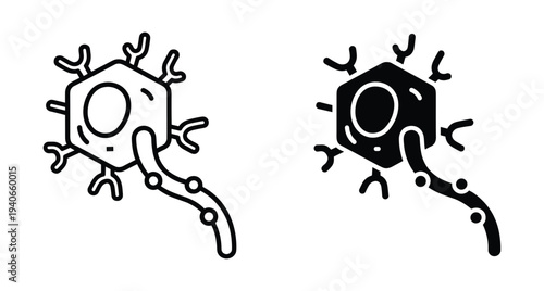 Neuron nerve cell icon set representing brain anatomy neuroscience biology medical research neurology system human body health science education graphic design element