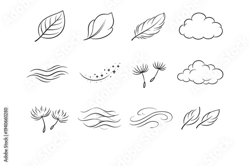 Warmth form mist generation image light vein seed curve simple vector icon