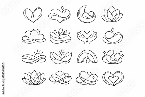 Abstract vector tender set nine three six ten eight icon form