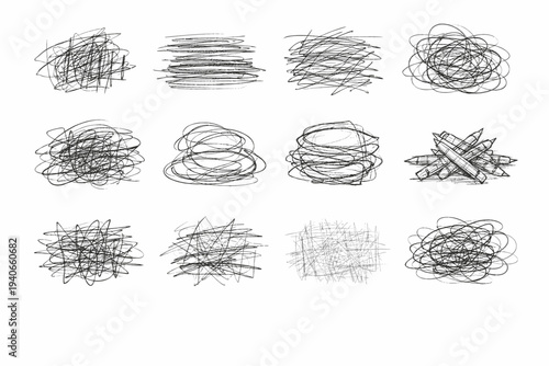 Informal texture contour vector icon overlapping image generation rough redraw traces weave