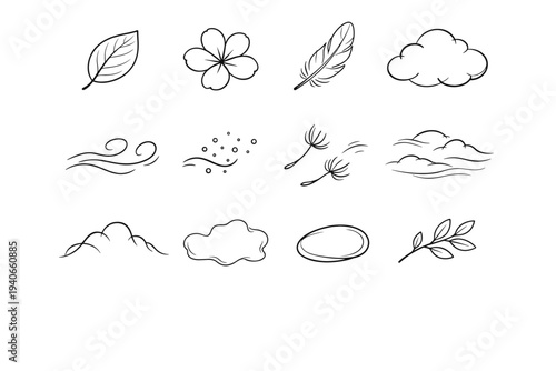 Icon generation image mist light wave soft breeze form curve simple vector