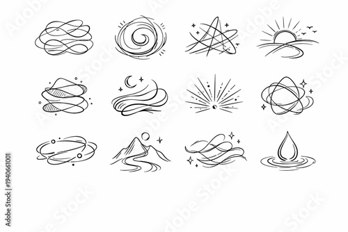 Ten two generation image simple eleven five icon abstract form nine vector