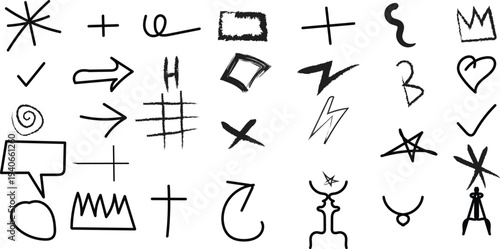 Set of 25 hand-drawn doodle icons vector