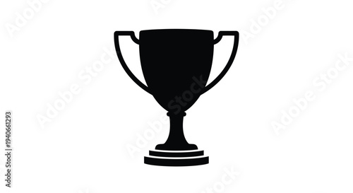 A black silhouette of a classic trophy with handles and a base