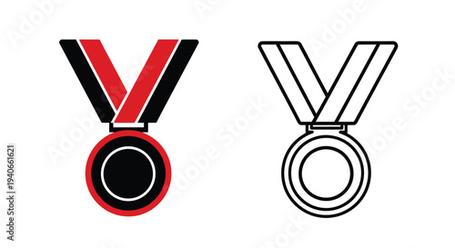 Two medal icons one colored and one monochrome displayed side by side