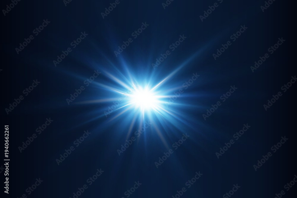 Obraz premium Bright blue light emitting rays creating flare effect