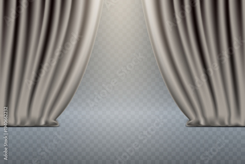 Theater stage curtains opening spotlight background vector