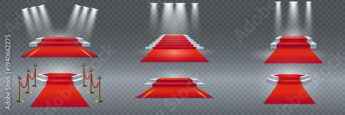 Red carpet entrance stages with spotlights