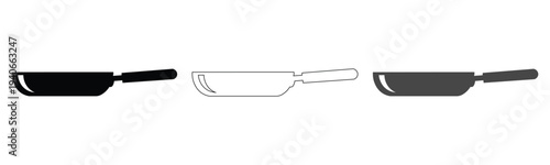 Vector cleaver knife icons set black filled white outline gray kitchen tool butcher blade chopping cutlery cooking utensil sharp simple illustration