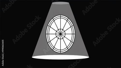 Gray lampshade with circular window design on transparent not included background