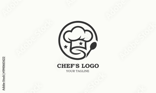 chef logo vector. Simple flat color illustration