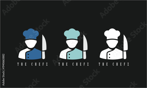 chef logo vector. Simple flat color illustration