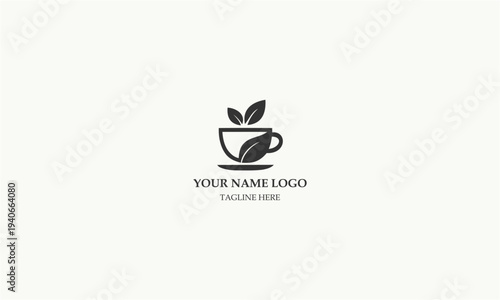 Coffee and brunch and tea logo design with minimalist black and white colors