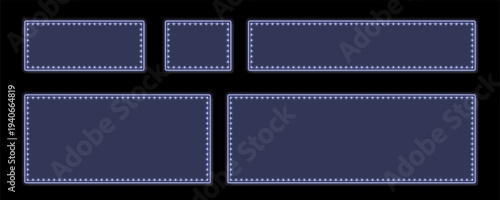 Several blank glowing frames with brilliant blue bulbs creating a classic marquee effect on a dark background