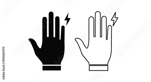 Two hands depicted with lightning bolts emanating from the fingers