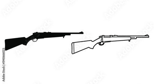 Black and white illustration of two disassembled rifles side view