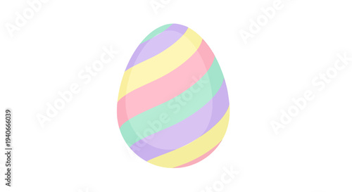Easter egg vertically oriented pastel illustration with diagonal stripes