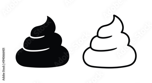 Two swirls resembling ice cream or fecal matter black and white