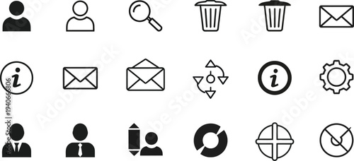 Collection of business and communication icons