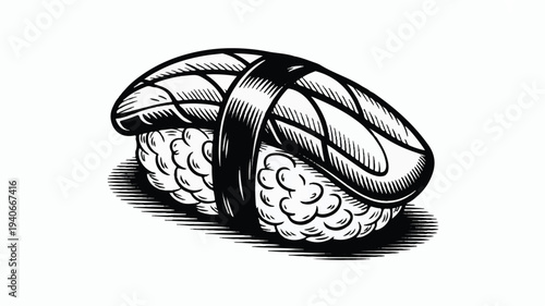 Sushi roll with seaweed on top isolated on white background